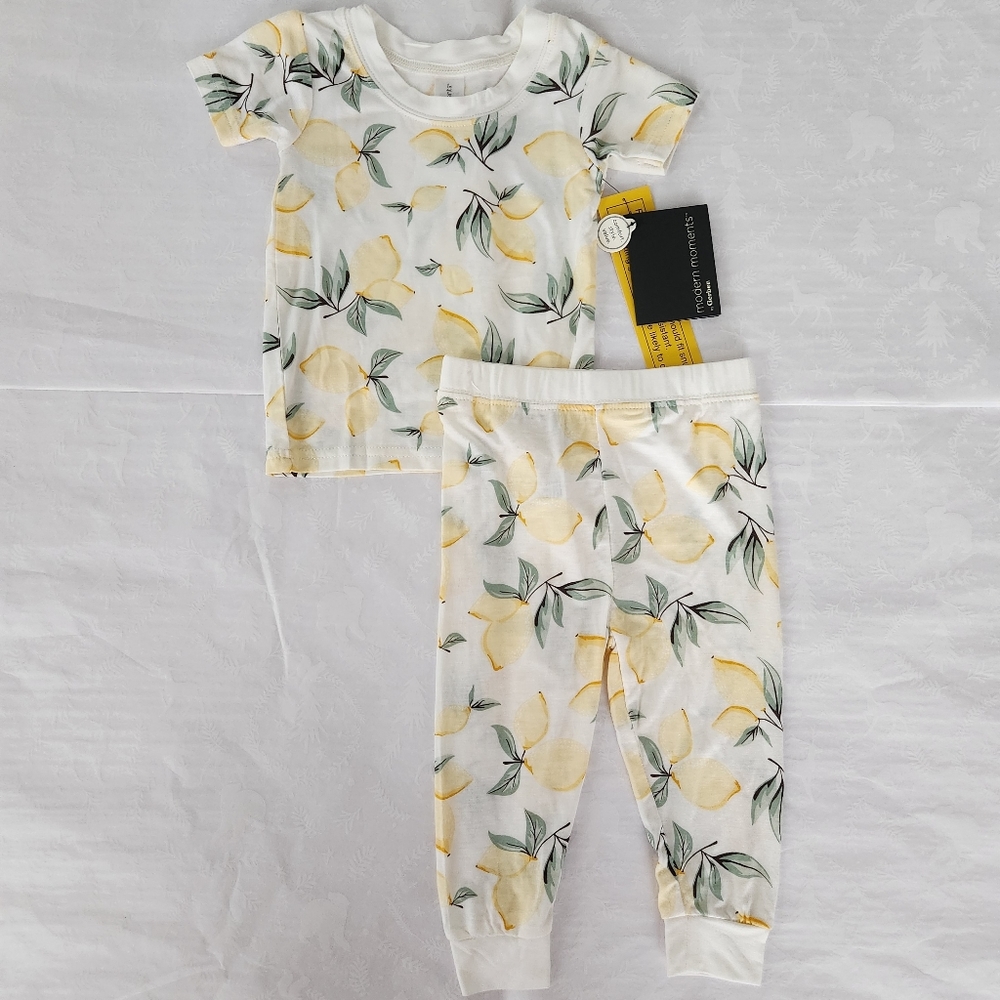 ✨️💕NWT Modern moments Gerber baby 2-piece pajamas set lemon viscose 12 months
